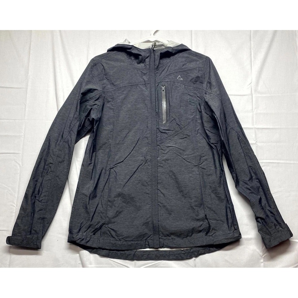 Paradox Hooded Rain Jacket Womens Medium Gray Logo Lined Full Zip Winter Outdoor